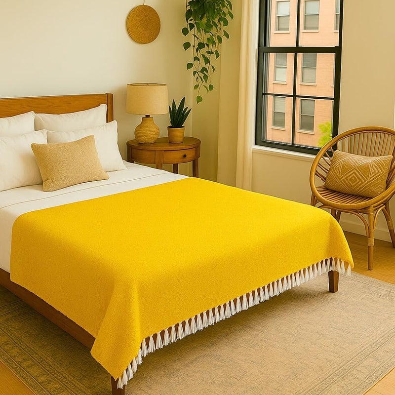 Open Road Goods Handmade Solid Color Yoga Blanket - Thick Mexican Blanket or Throw - Made for Yoga! (Yellow Blanket) - Image 5